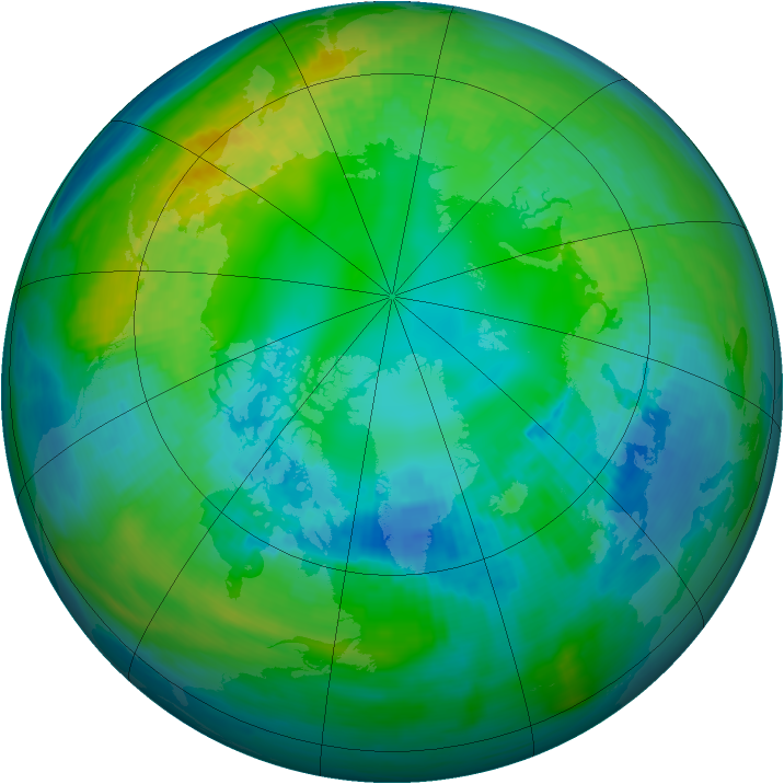 Arctic ozone map for 28 October 1980